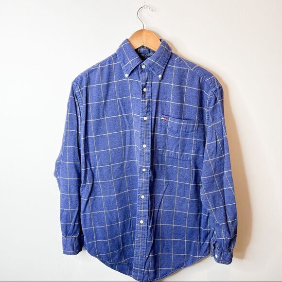 Vintage Tommy Hilfiger Blue & Yellow Long Sleeve Button Down - Picture 1 of 6